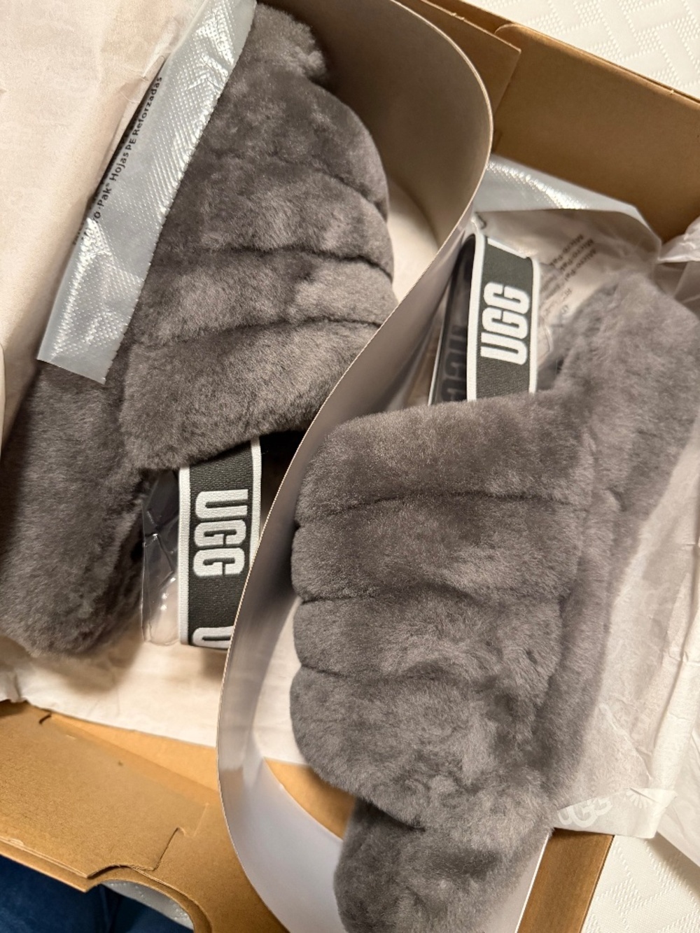 Brand New Ugg Fur Slides, SZ 10
